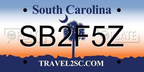 SB2F5Z South Carolina License Plate