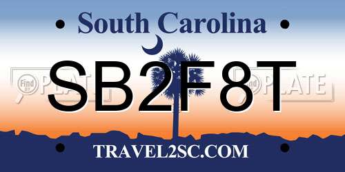 SB2F8T South Carolina License Plate