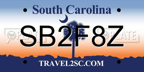 SB2F8Z South Carolina License Plate