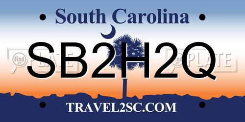 SB2H2Q South Carolina License Plate