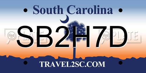 SB2H7D South Carolina License Plate