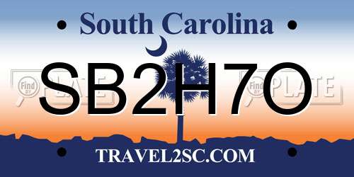SB2H7O South Carolina License Plate