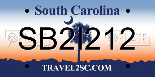 SB2I212 South Carolina License Plate