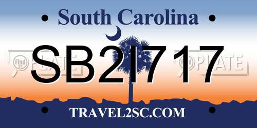 SB2I717 South Carolina License Plate