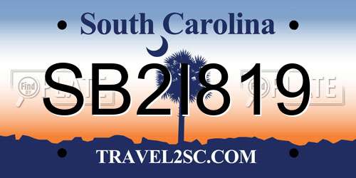 SB2I819 South Carolina License Plate