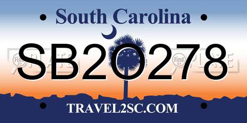 SB2O278 South Carolina License Plate