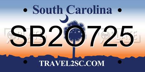 SB2O725 South Carolina License Plate
