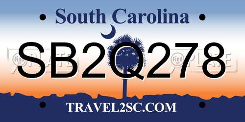 SB2Q278 South Carolina License Plate