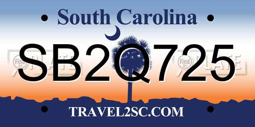 SB2Q725 South Carolina License Plate