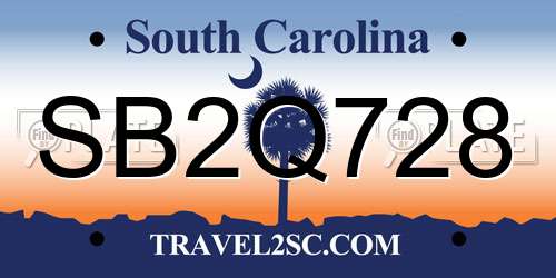 SB2Q728 South Carolina License Plate