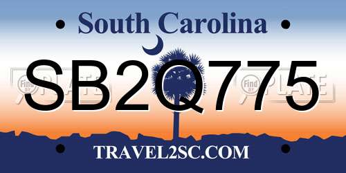 SB2Q775 South Carolina License Plate