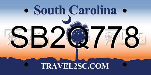 SB2Q778 South Carolina License Plate