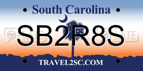 SB2R8S South Carolina License Plate