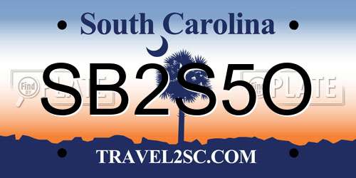SB2S5O South Carolina License Plate