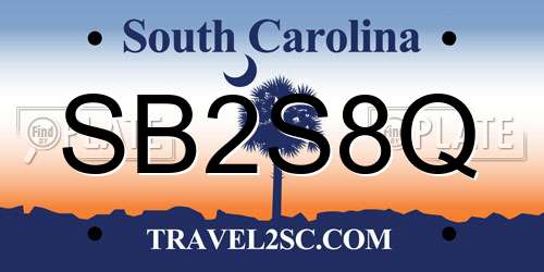 SB2S8Q South Carolina License Plate