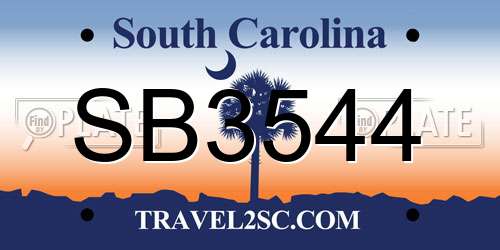 SB3544 South Carolina License Plate
