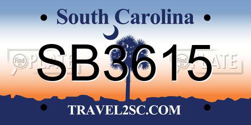 SB3615 South Carolina License Plate