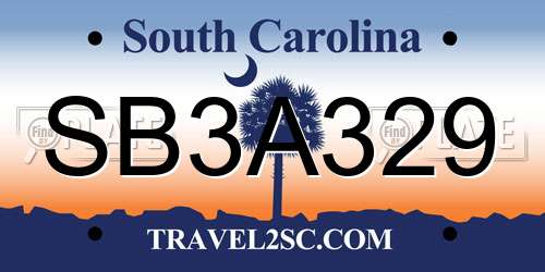 SB3A329 South Carolina License Plate