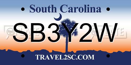 SB3Y2W South Carolina License Plate