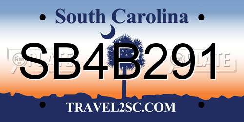 SB4B291 South Carolina License Plate