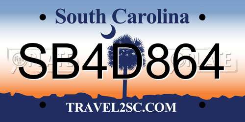 SB4D864 South Carolina License Plate