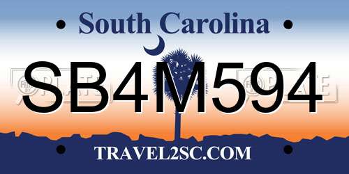 SB4M594 South Carolina License Plate