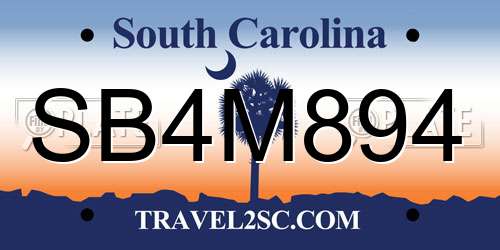 SB4M894 South Carolina License Plate