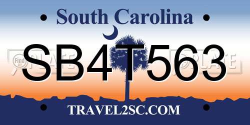 SB4T563 South Carolina License Plate