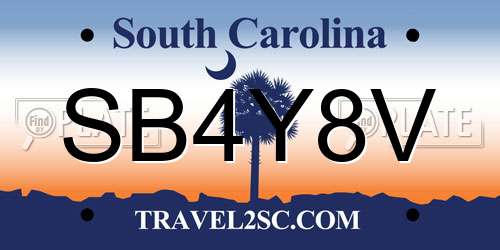 SB4Y8V South Carolina License Plate