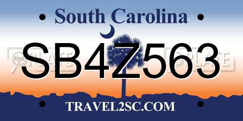SB4Z563 South Carolina License Plate