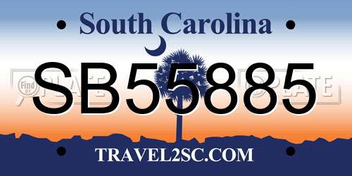 SB55885 South Carolina License Plate
