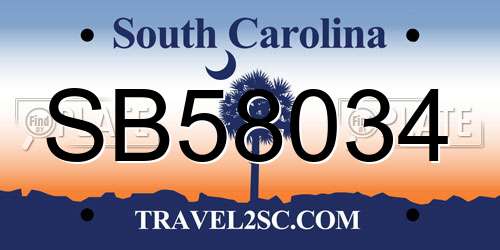 SB58034 South Carolina License Plate