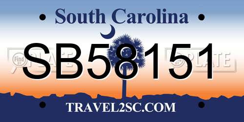 SB58151 South Carolina License Plate
