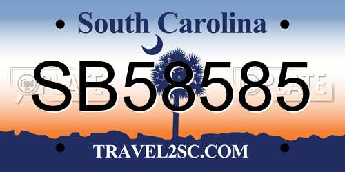 SB58585 South Carolina License Plate