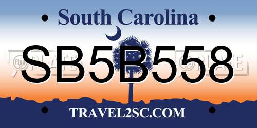 SB5B558 South Carolina License Plate