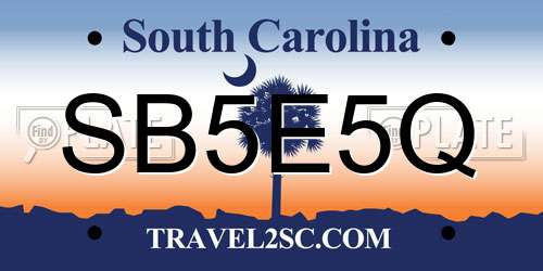 SB5E5Q South Carolina License Plate