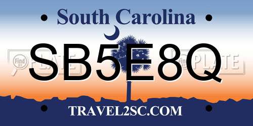 SB5E8Q South Carolina License Plate