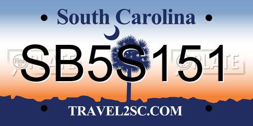 SB5S151 South Carolina License Plate