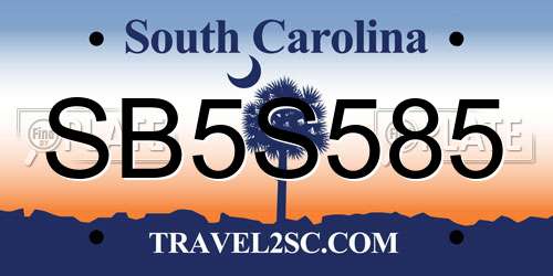 SB5S585 South Carolina License Plate