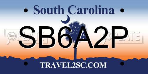 SB6A2P South Carolina License Plate