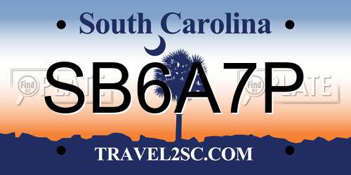 SB6A7P South Carolina License Plate