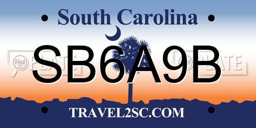 SB6A9B South Carolina License Plate