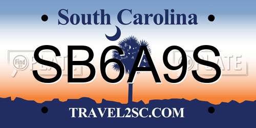 SB6A9S South Carolina License Plate