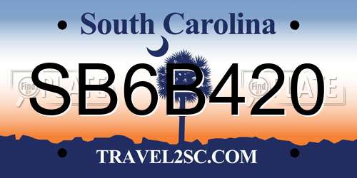 SB6B420 South Carolina License Plate