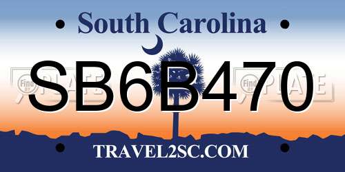 SB6B470 South Carolina License Plate