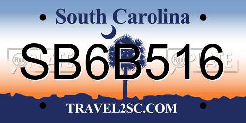 SB6B516 South Carolina License Plate