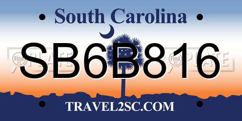 SB6B816 South Carolina License Plate