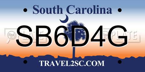 SB6D4G South Carolina License Plate