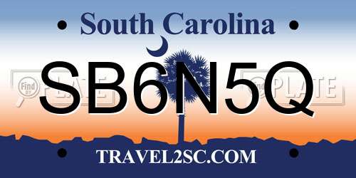 SB6N5Q South Carolina License Plate