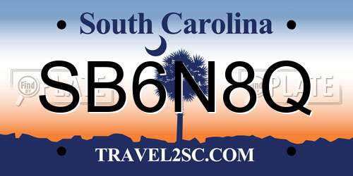 SB6N8Q South Carolina License Plate